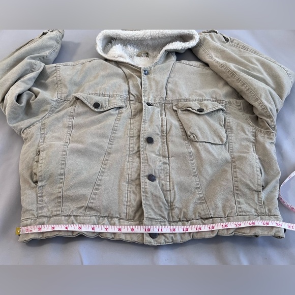 VTG Sergio Valente |  Denim Vintage 80s  Jean Jacket Hood Tan Sz L y2K - Picture 4 of 13